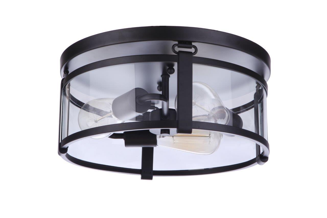 Elliot Flushmount 3 Light, Flat Black