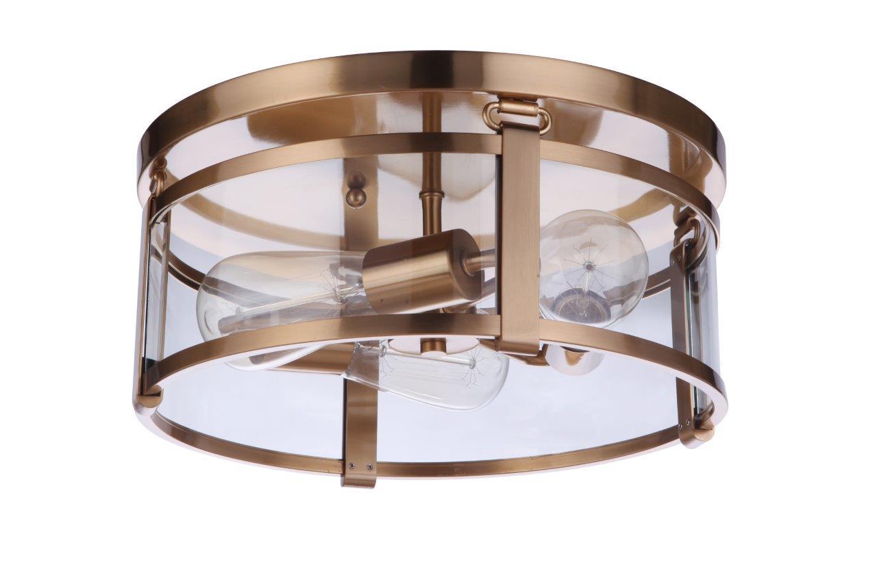 Elliot Flushmount 3 Light, Satin Brass