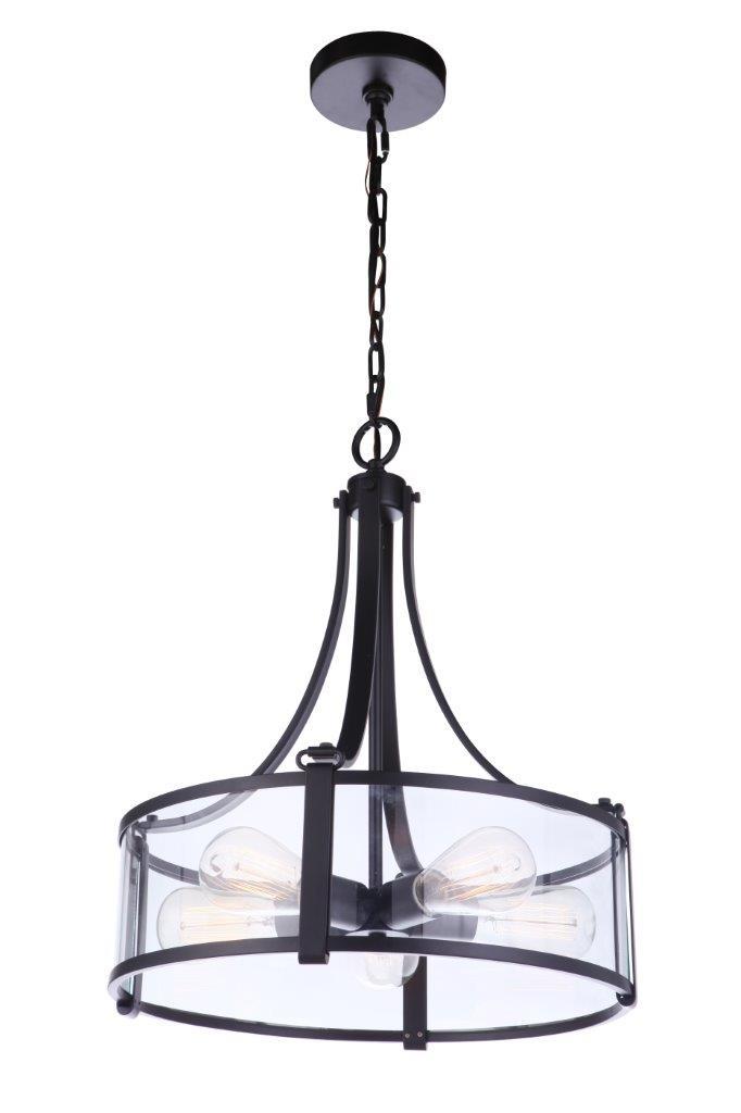 Elliot Pendant 5 Light, Flat Black