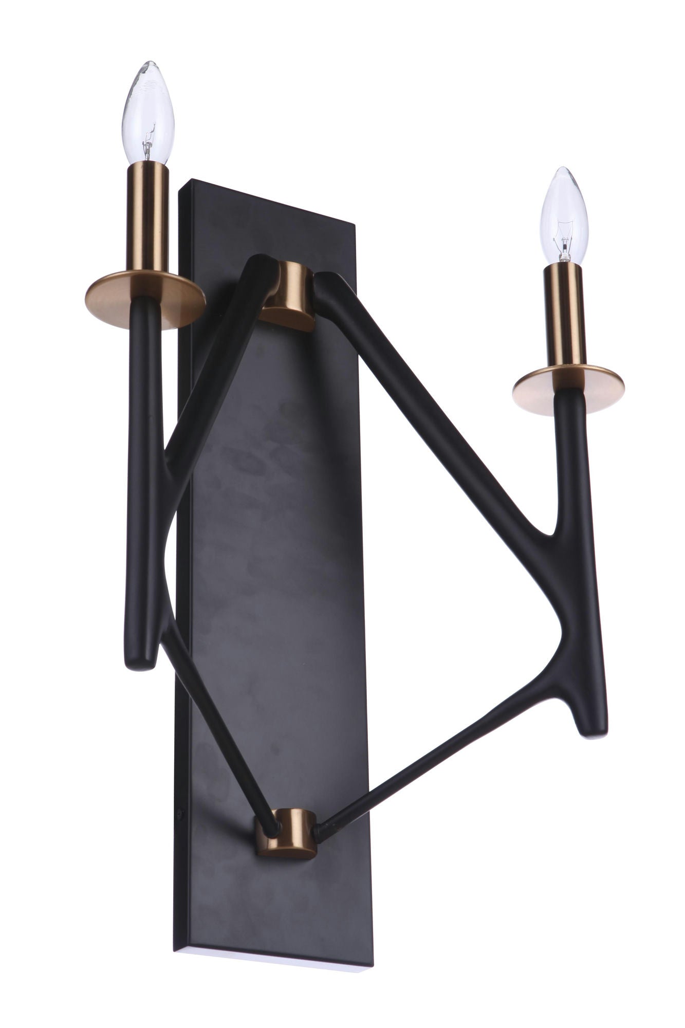 The Reserve Wall Sconce 2 Light Flat Black / Satin Brass