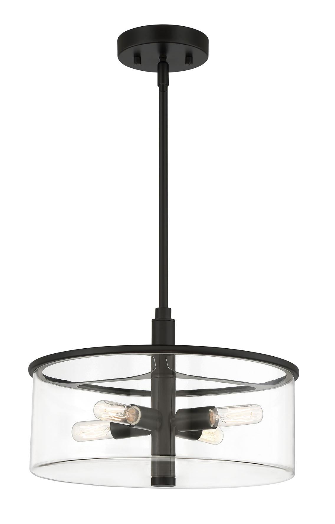 Hailie 4 Light Pendant, Flat Black