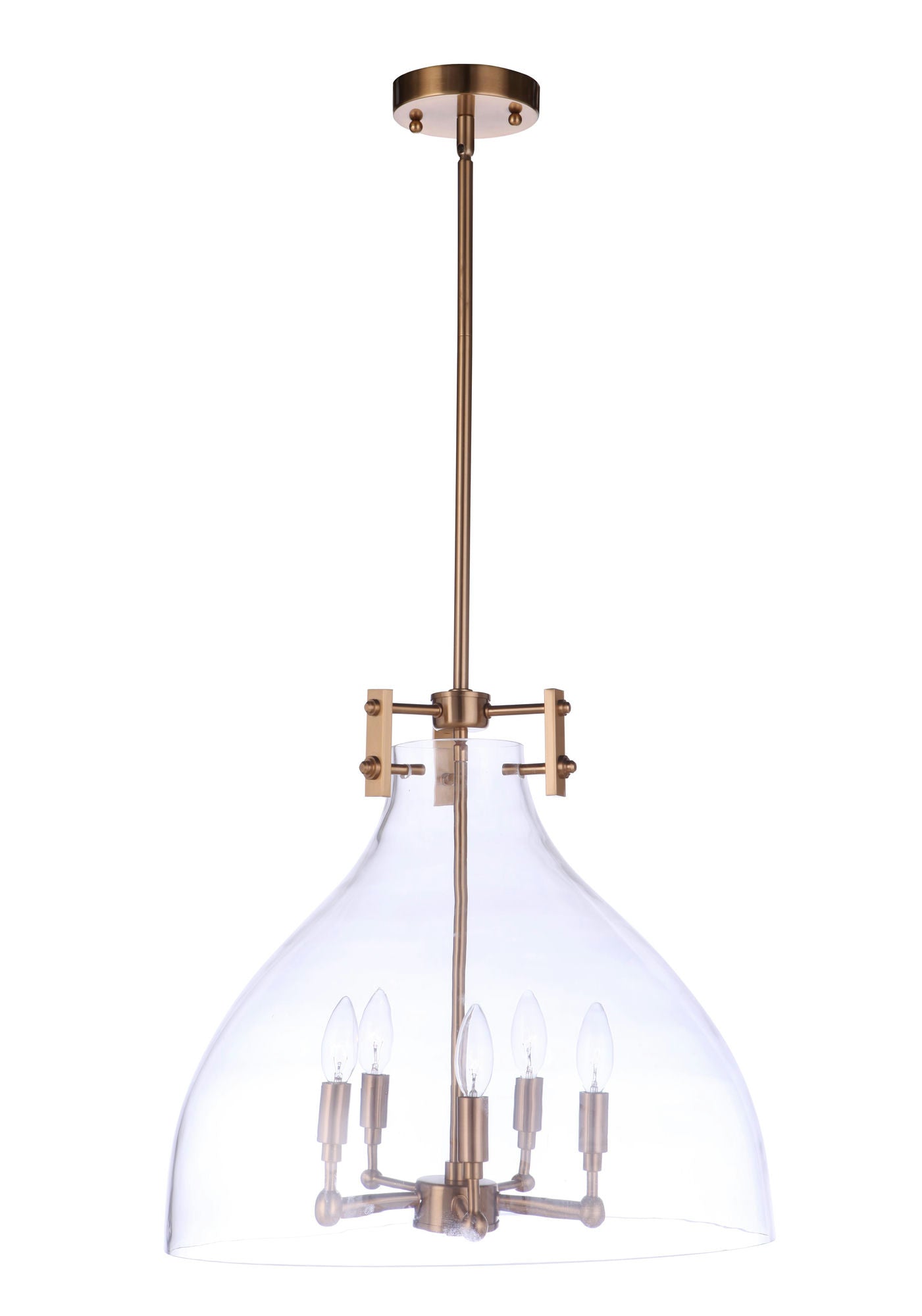 Chardonnay 5 Light Pendant, Satin Brass