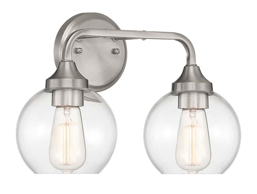 Glenda Vanity 2 Light, Brushed Polished Nickel