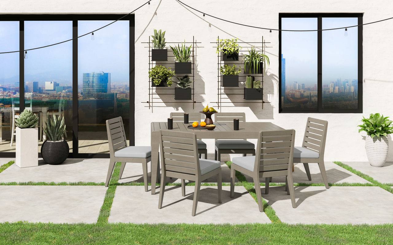 Sustain Outdoor Dining Table and Six Chairs by homestyles, 5675-31-80S