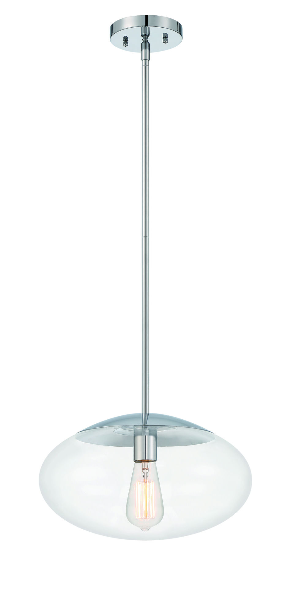 Gaze 14" Clear Glass Oval 1 Light Pendant Rod Hung - CH