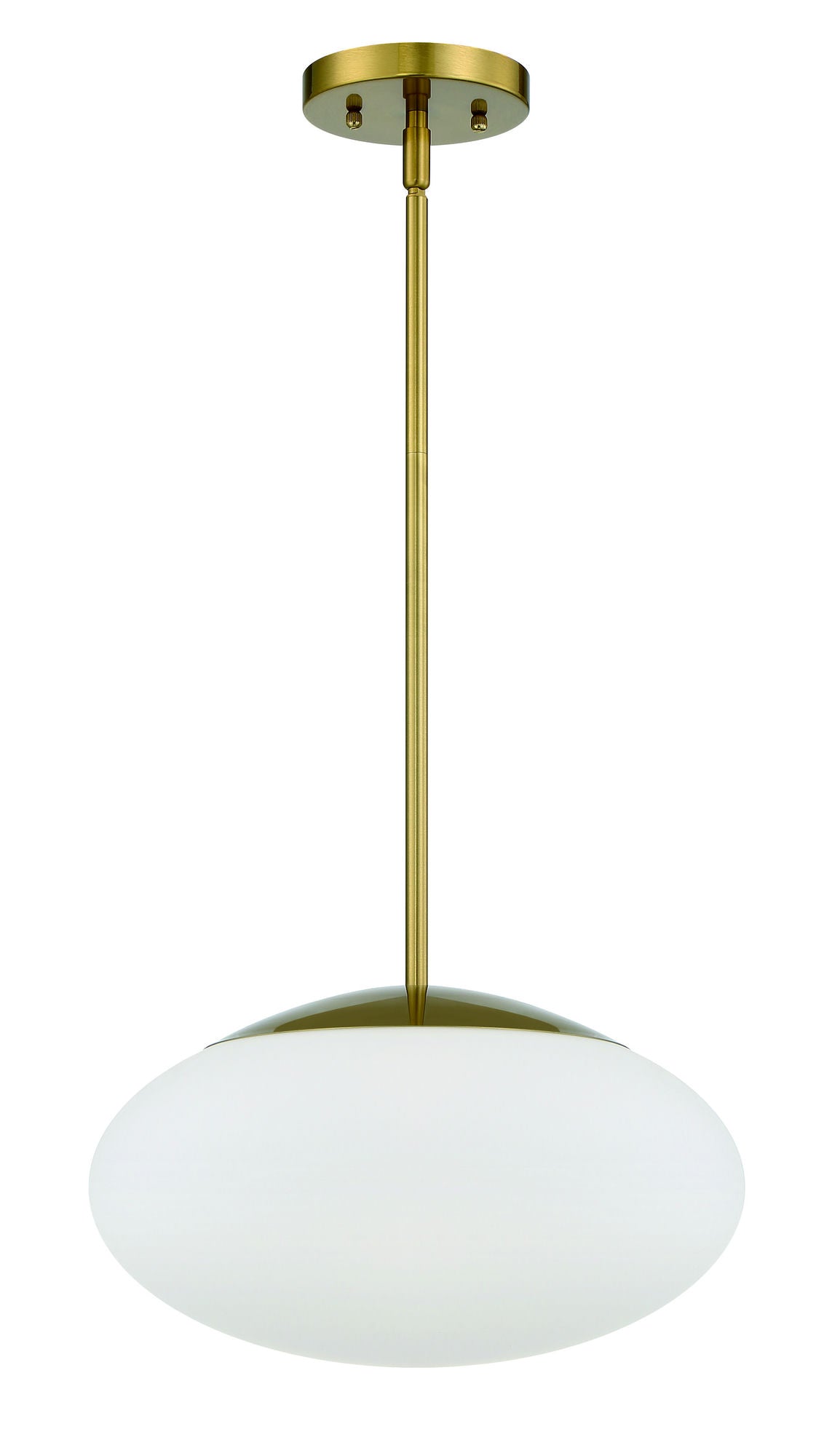 Gaze 14" White Frosted Glass Oval 1 Light Pendant Rod Hung - SB