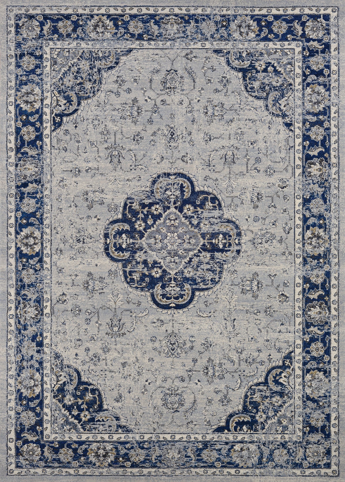 Couristan Sultan Treasures Clover Medallion Indigo Rug 6'6" x 9'6"