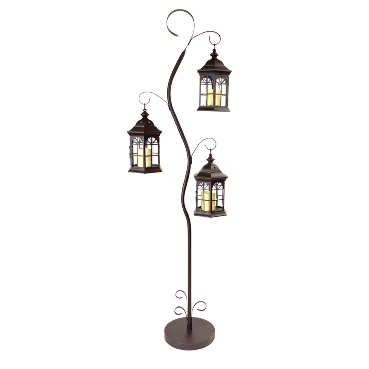 Lantern Tree W/3 Lanterns 71"H Iron