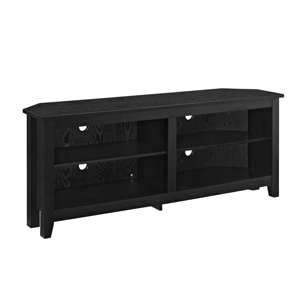 58" Transitional Wood Corner TV Stand - Black