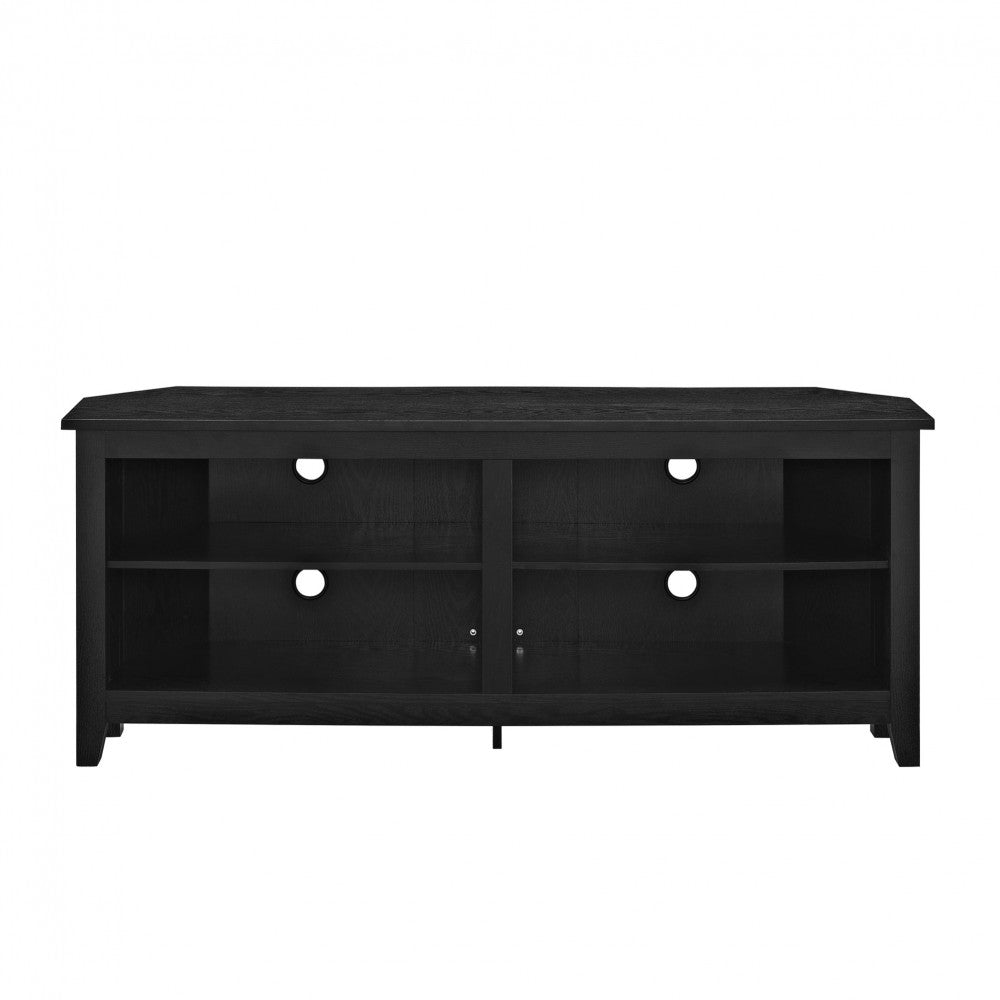 58" Transitional Wood Corner TV Stand - Black