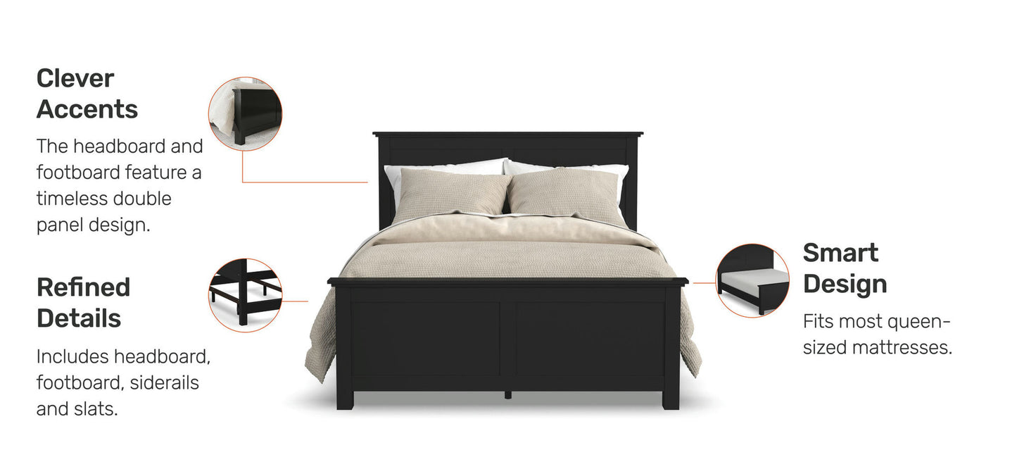 Oak Park Queen Bed in Black by homestyles