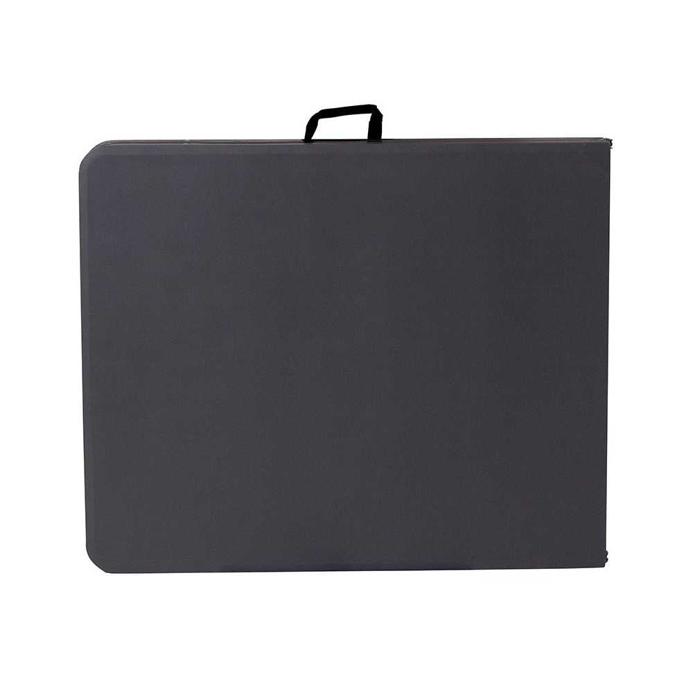 6-Foot Bi-Fold Dark Gray Plastic Folding Table with Carrying Handle