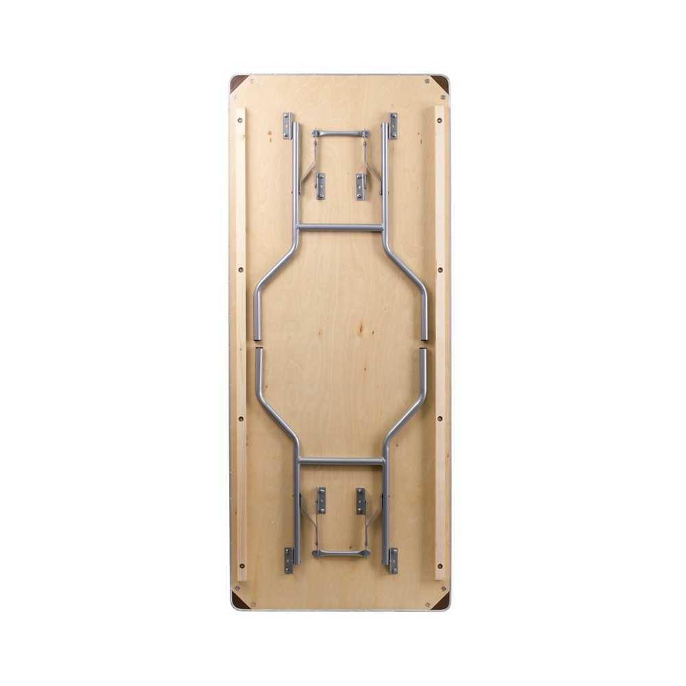 6-Foot Rectangular HEAVY DUTY Birchwood Folding Banquet Table with METAL Edges and Protective Corner Guards