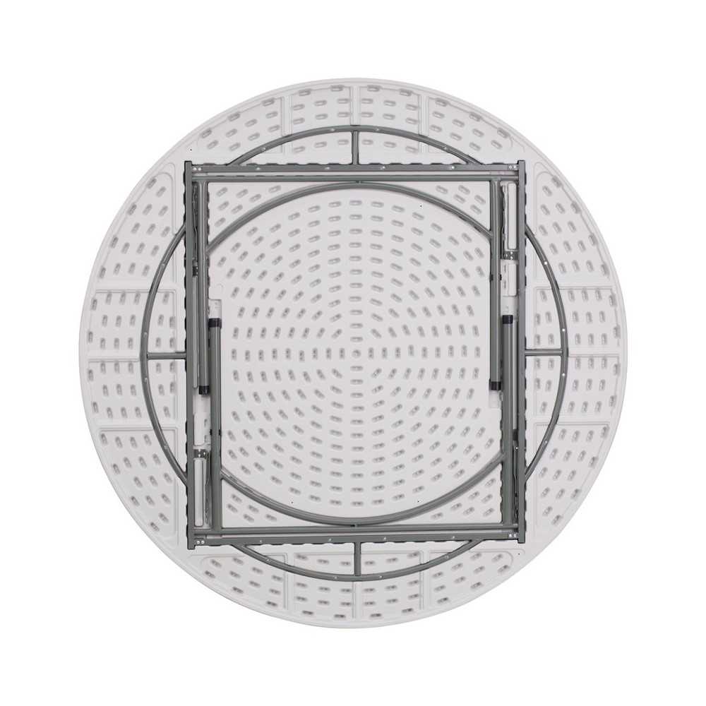 6-Foot Round Granite White Plastic Folding Table