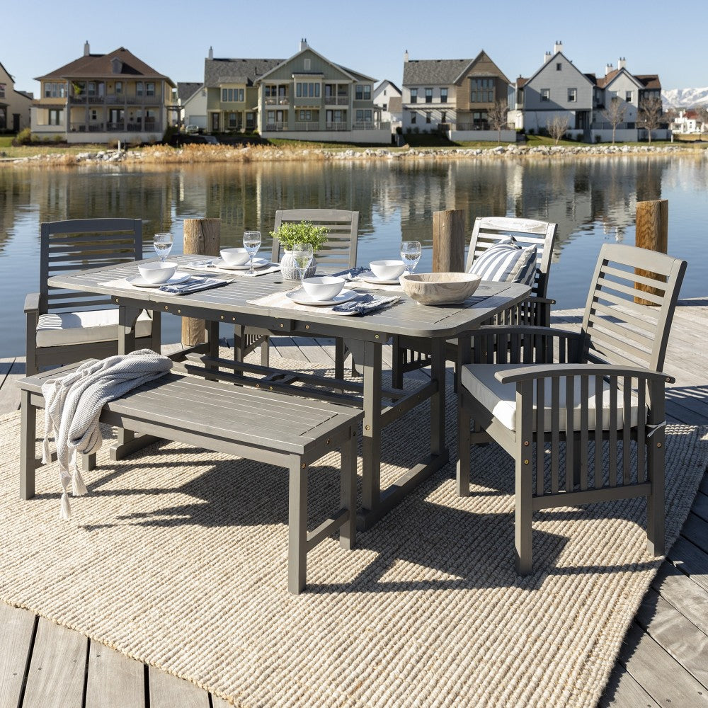 6-Piece Classic Outdoor Patio Dining Set - Gray Wash