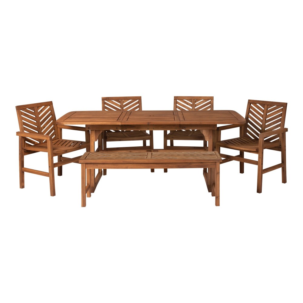 6-Piece Extendable Outdoor Patio Dining Set - Brown