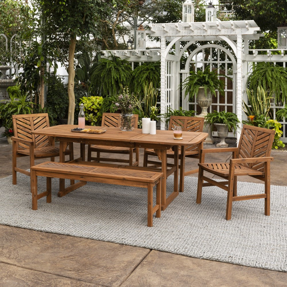 6-Piece Extendable Outdoor Patio Dining Set - Brown