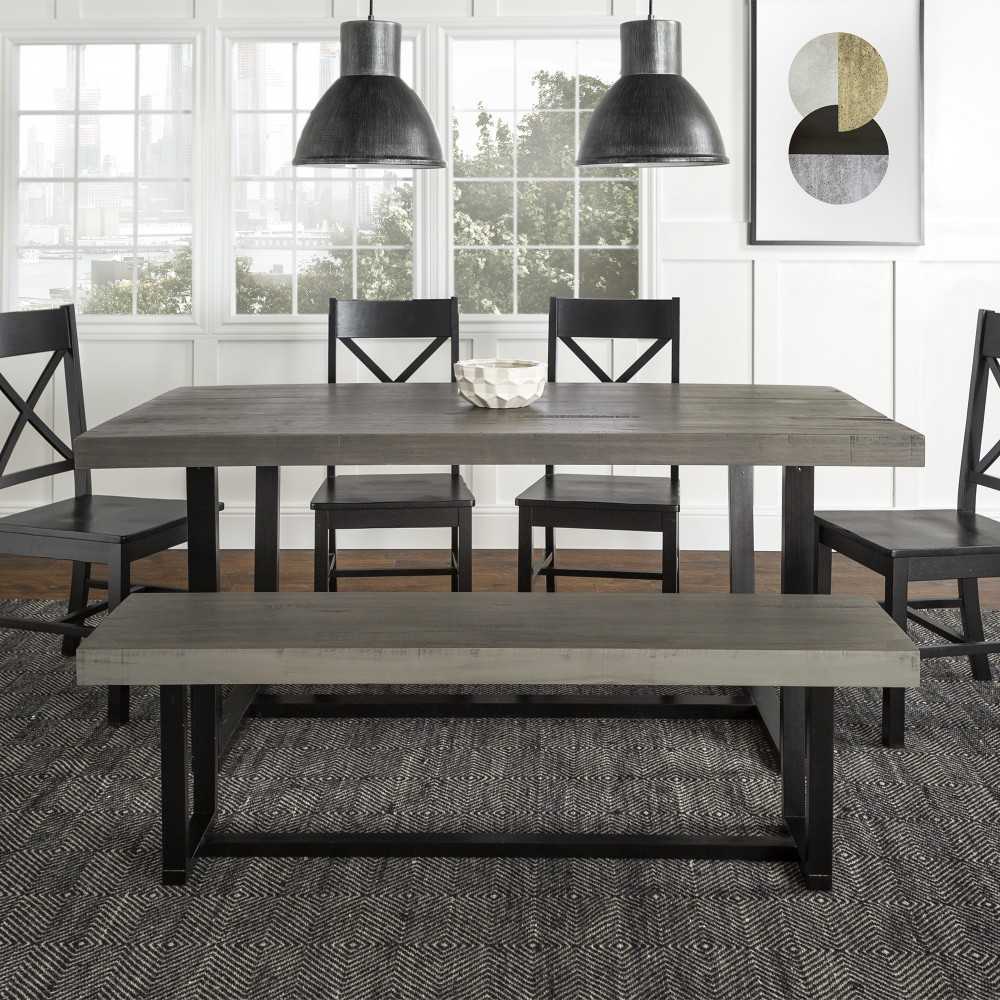 6-Piece Farmhouse Dining Set - Gray/Black, C72DSTRGBL-6
