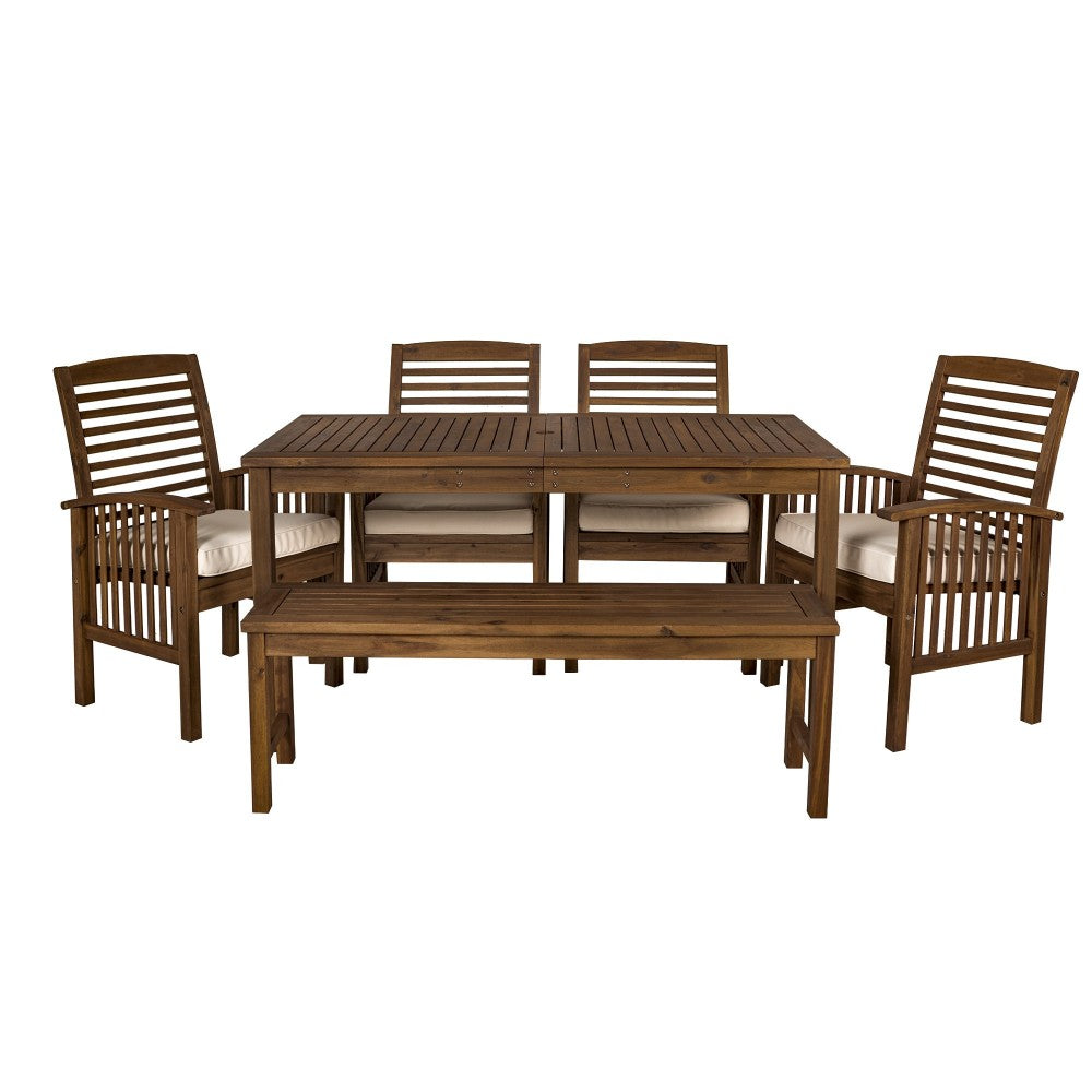 6-Piece Modern Patio Dining Set - Dark Brown