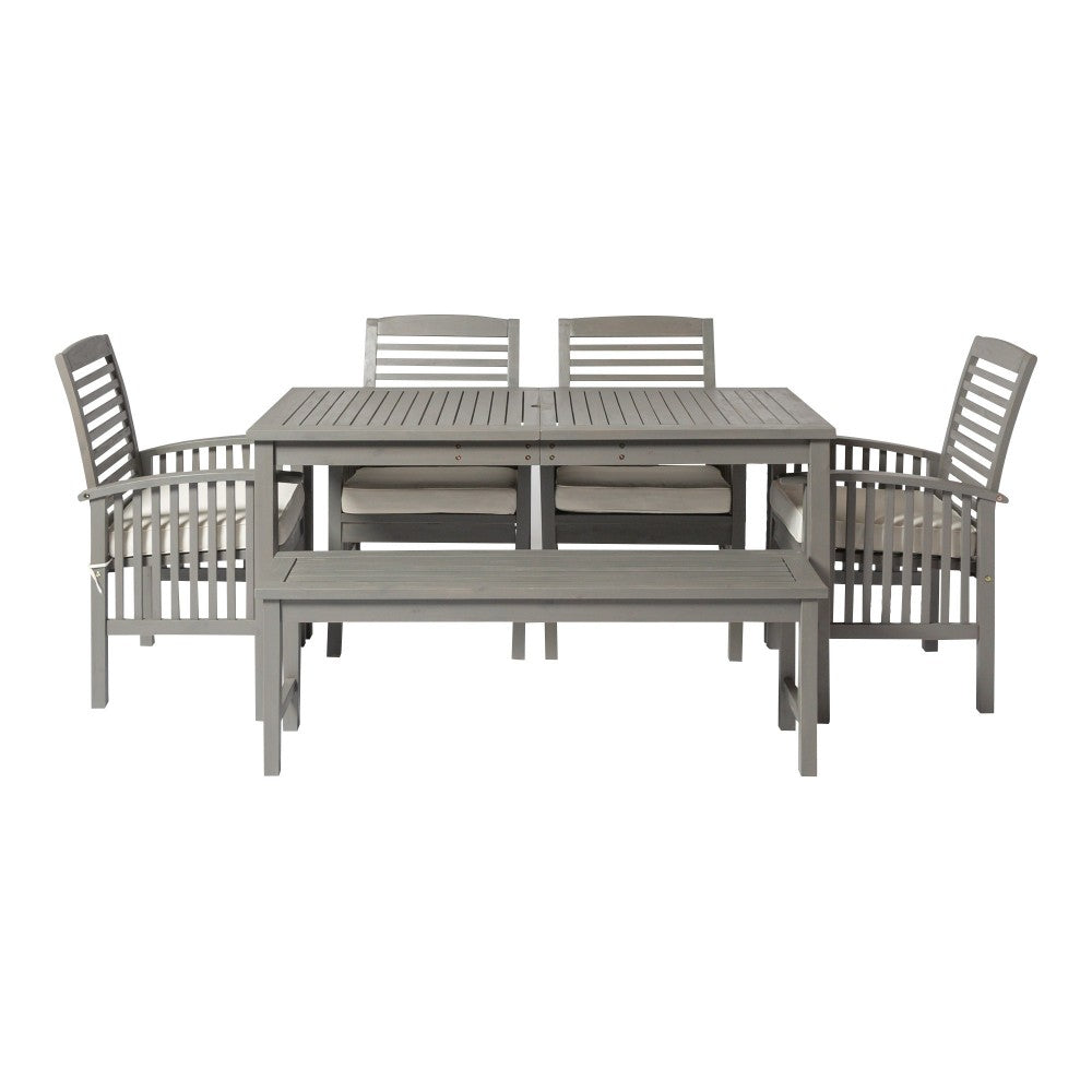 6-Piece Simple Outdoor Patio Dining Set - Gray Wash