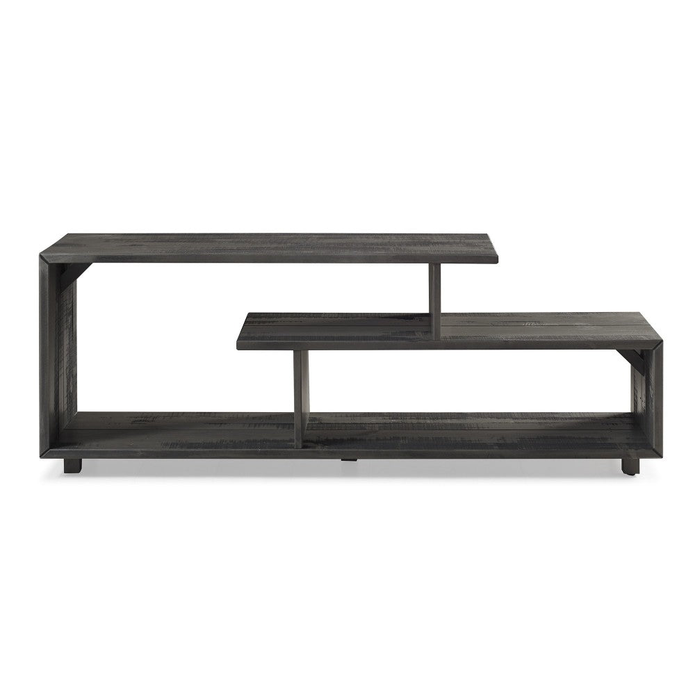 60" Asymmetric Modern Solid Wood TV Stand - Gray