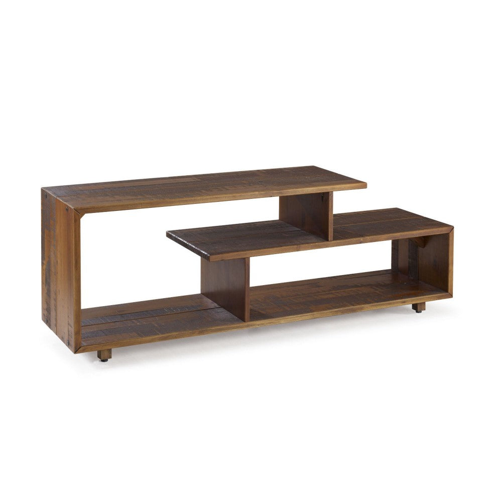 60" Asymmetric Modern Solid Wood TV Stand - Amber