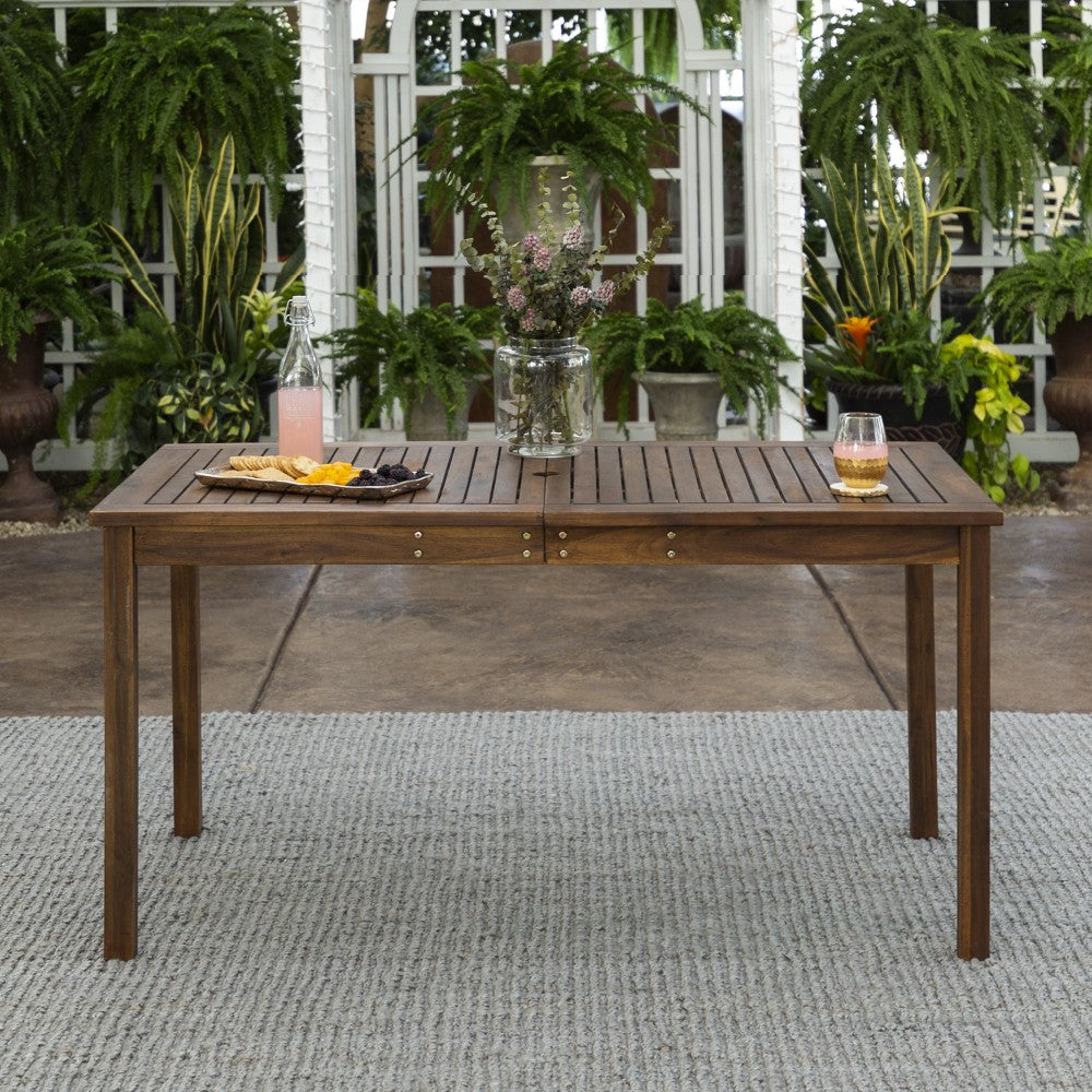 60" Simple Outdoor Patio Dining Table - Dark Brown
