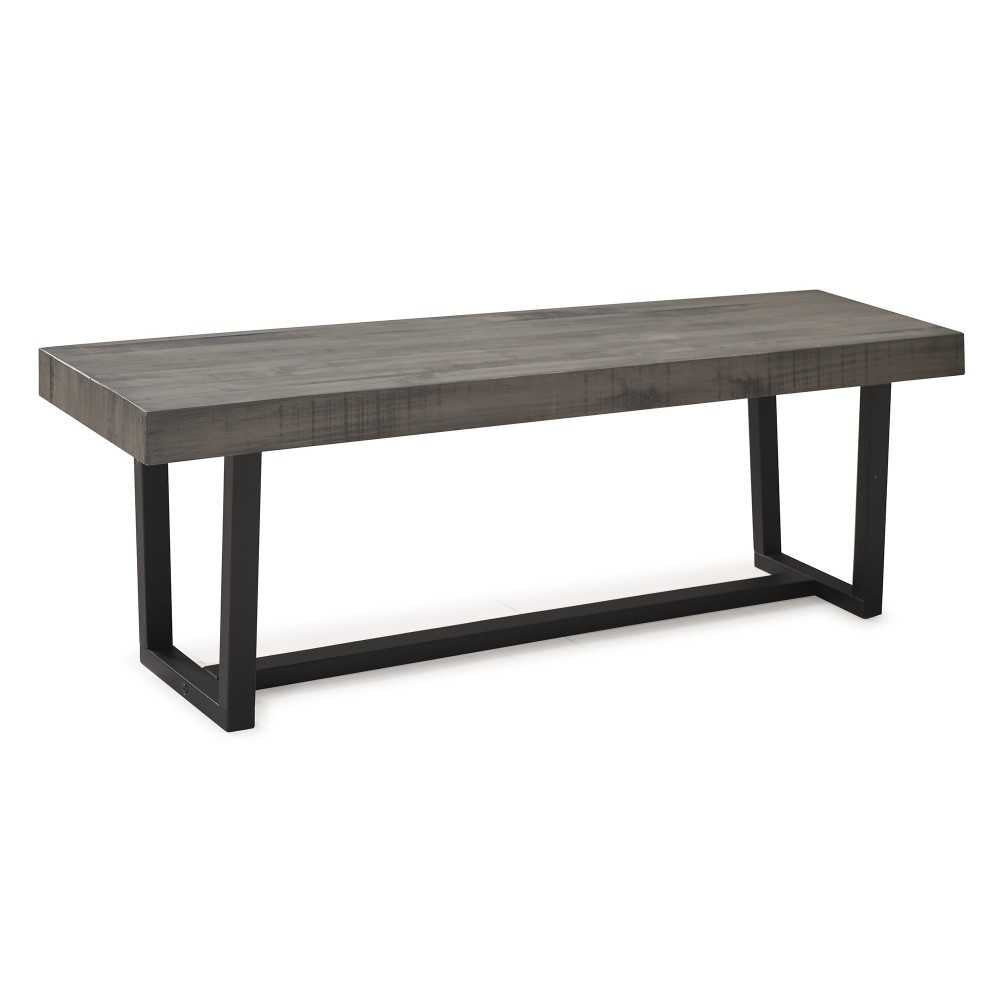 60" Solid Wood Dining Bench - Gray