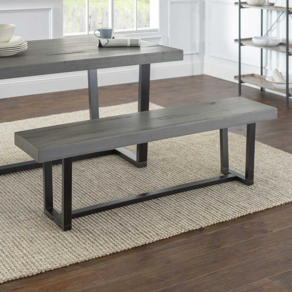 60" Solid Wood Dining Bench - Gray