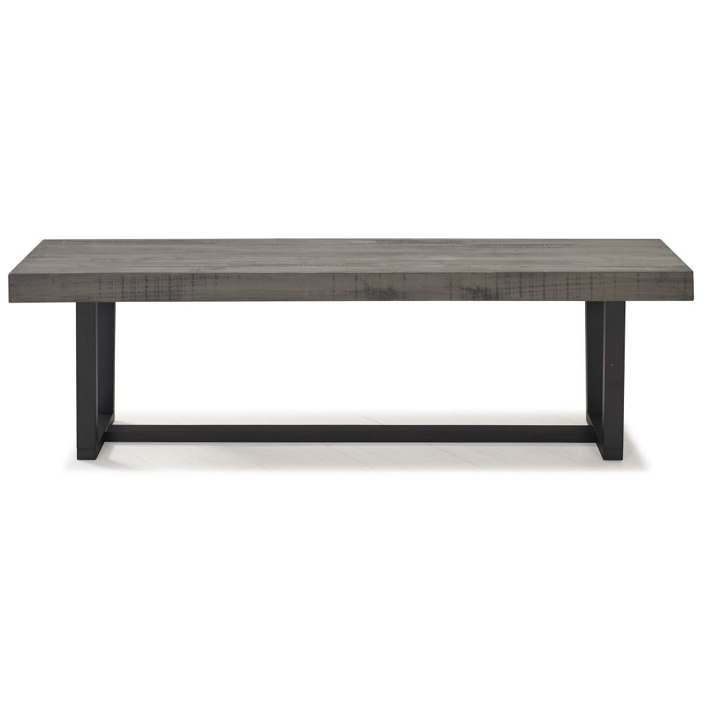 60" Solid Wood Dining Bench - Gray