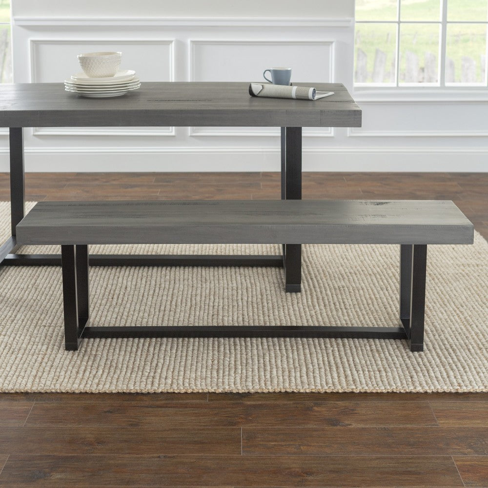 60" Solid Wood Dining Bench - Gray