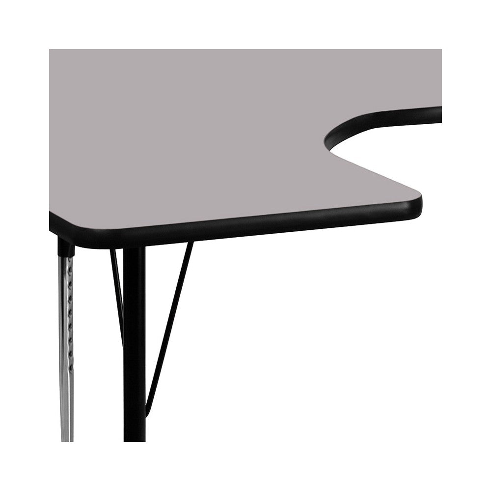 60''W x 66''L Horseshoe Gray Thermal Laminate Activity Table - Standard Height Adjustable Legs