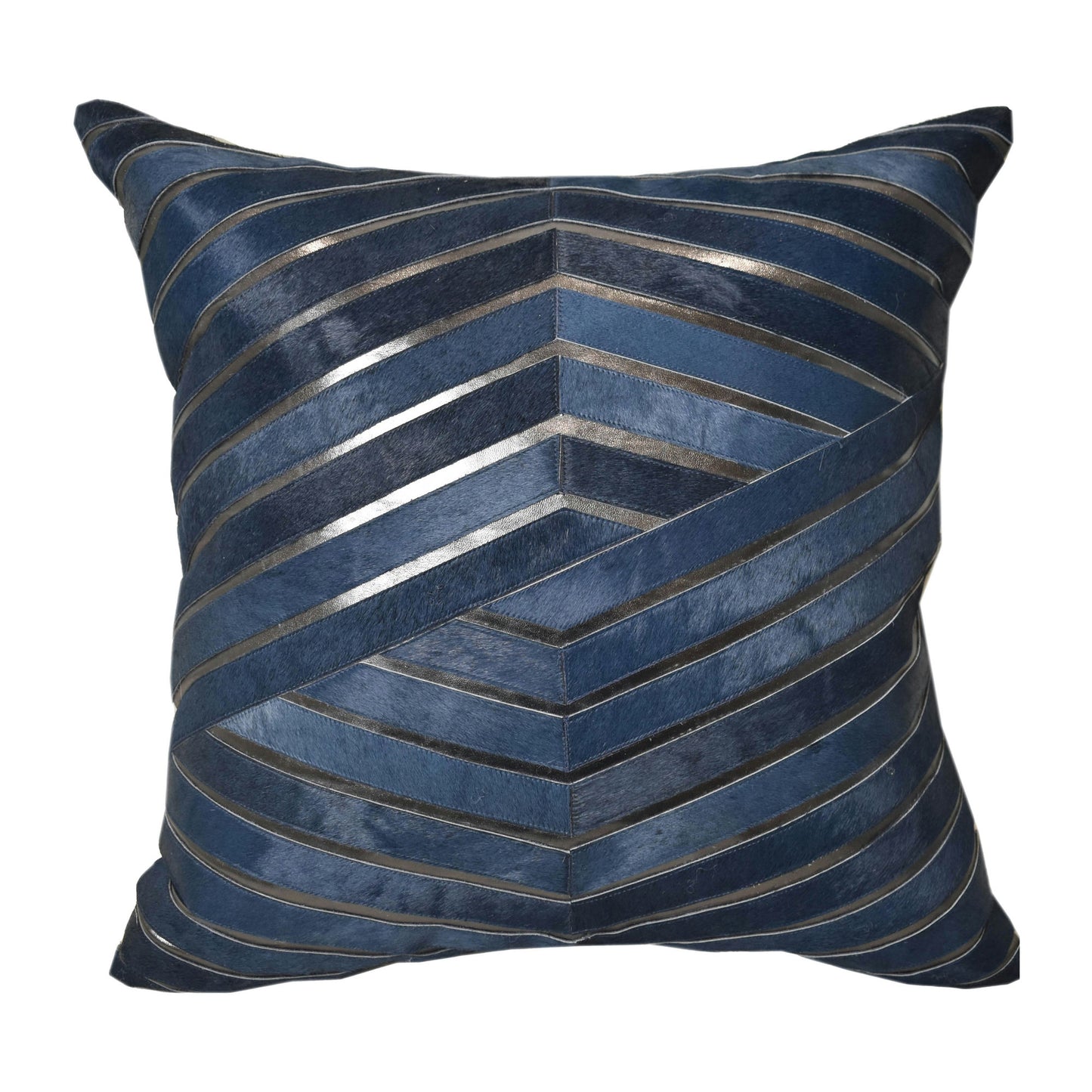 20x20" Leather, Herringbone Metalic Decorative Pil