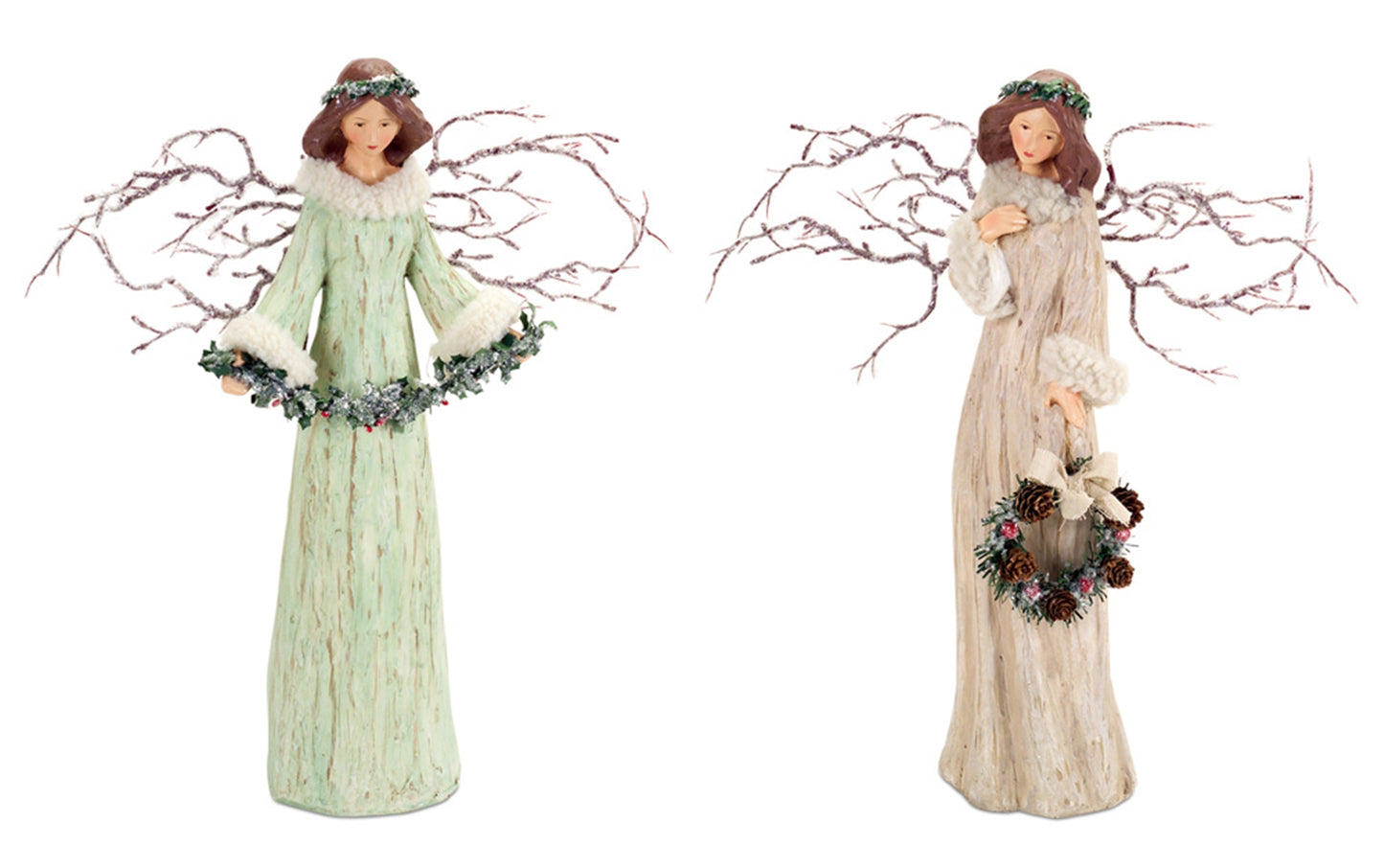 Branch Angels (Set Of 2) 15"H Paper Pulp