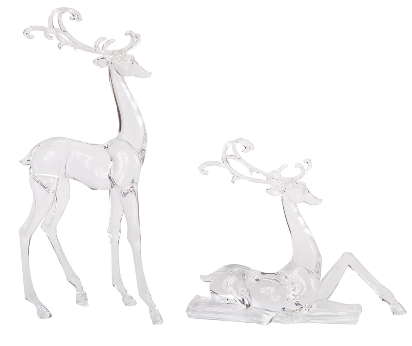 Deer Figurines (Set Of 2) 10.75"H,17.75"H Acrylic
