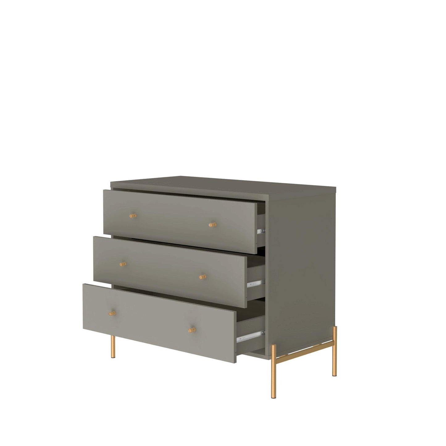Jasper 3.0 Dresser with Steel Gold Legs in Grey Gloss