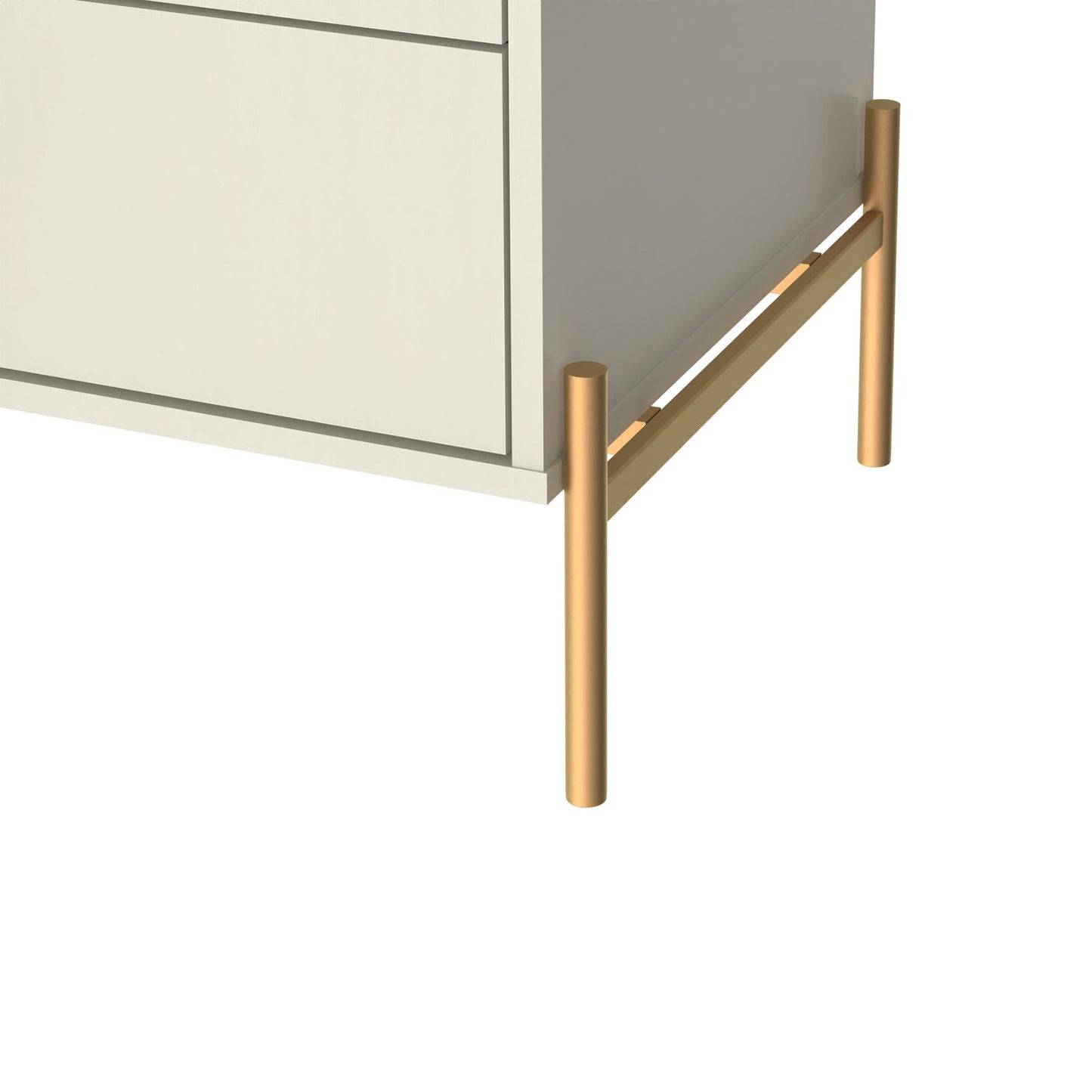 Jasper 54.68" Dresser with Steel Gold Legs in Off White Matte