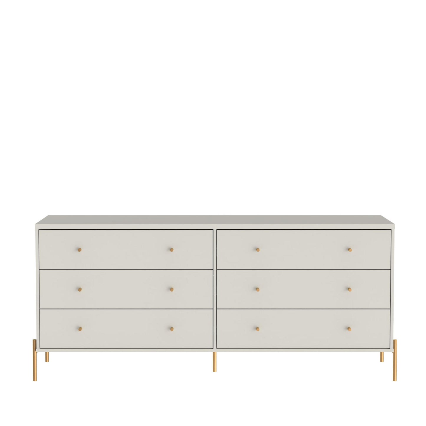 Jasper 71.65" Double Dresser with Steel Gold Legs in Off White Matte