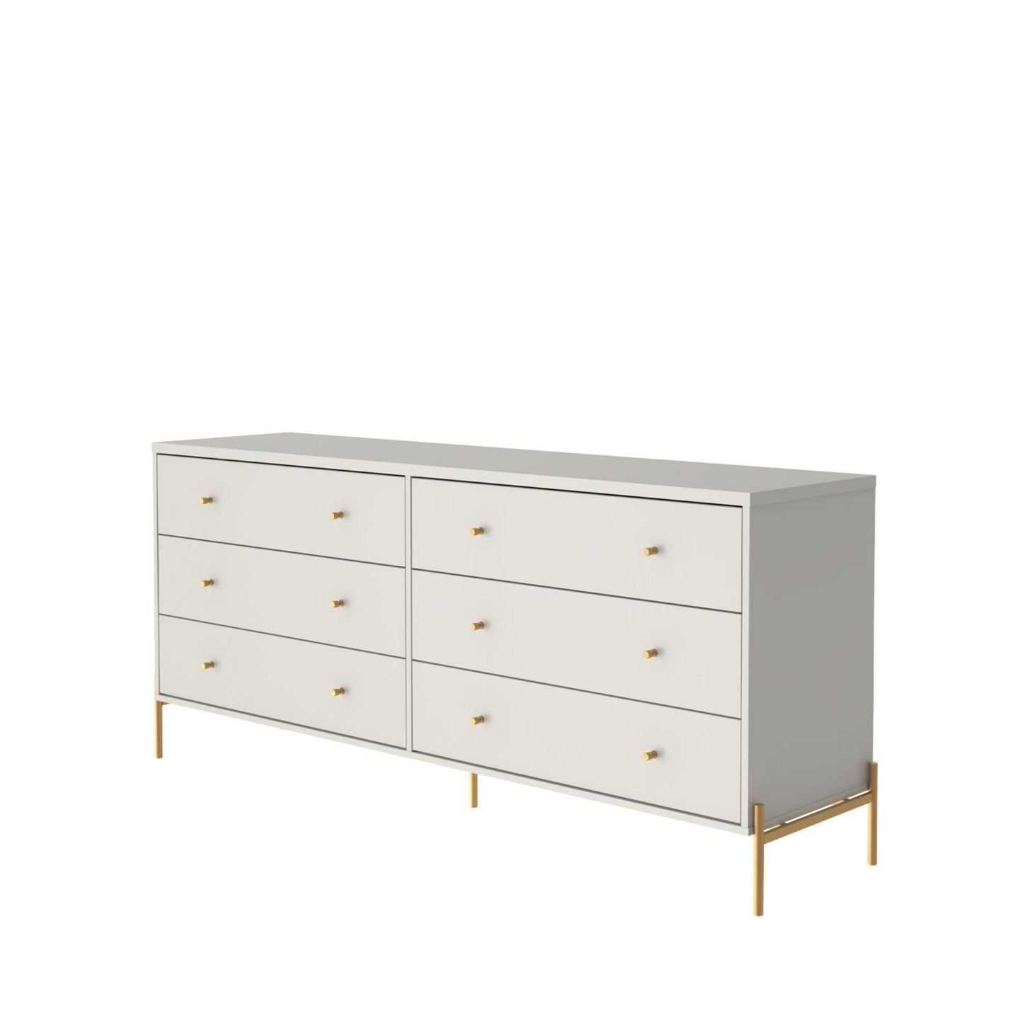 Jasper 71.65" Double Dresser with Steel Gold Legs in Off White Matte