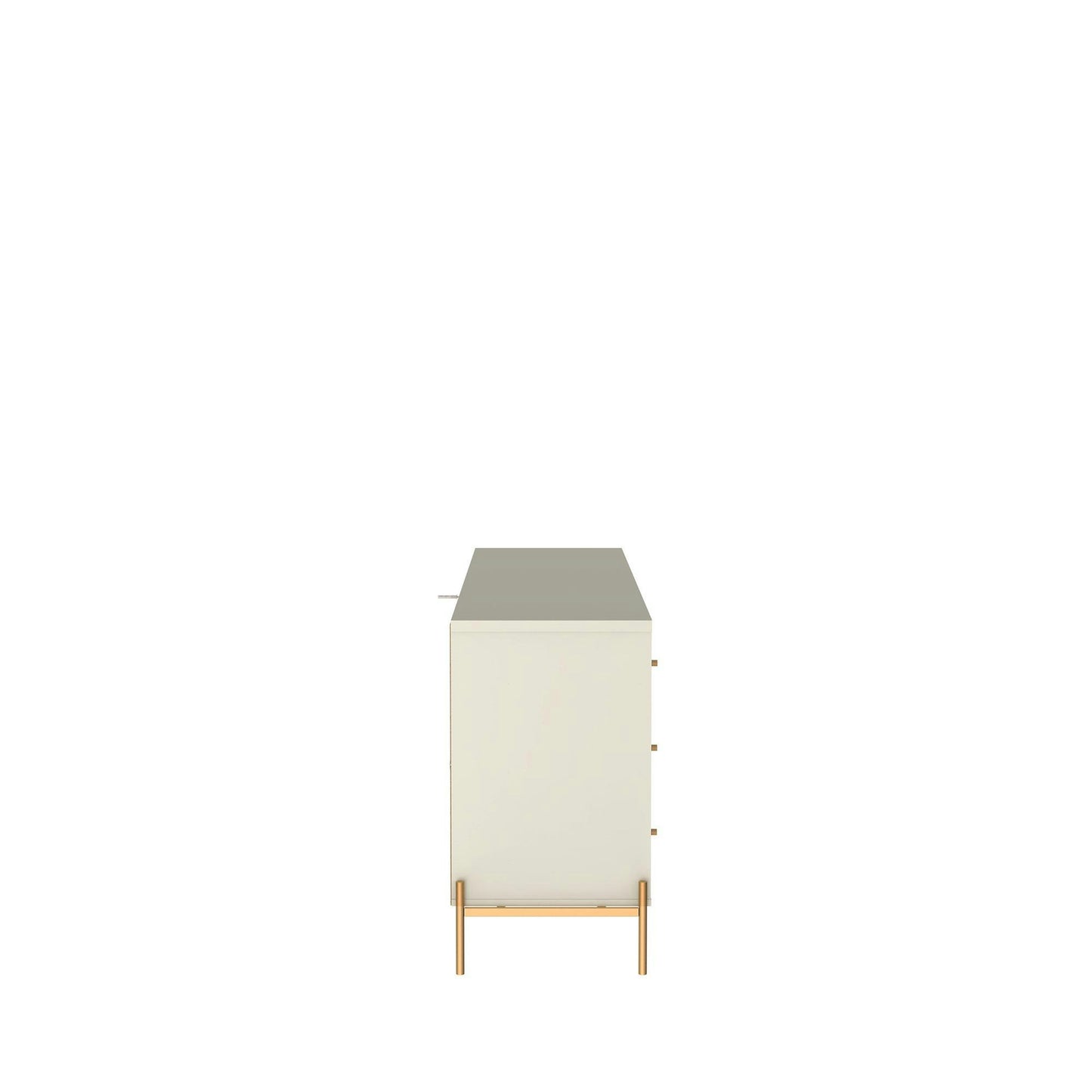 Jasper 71.65" Double Dresser with Steel Gold Legs in Off White Matte