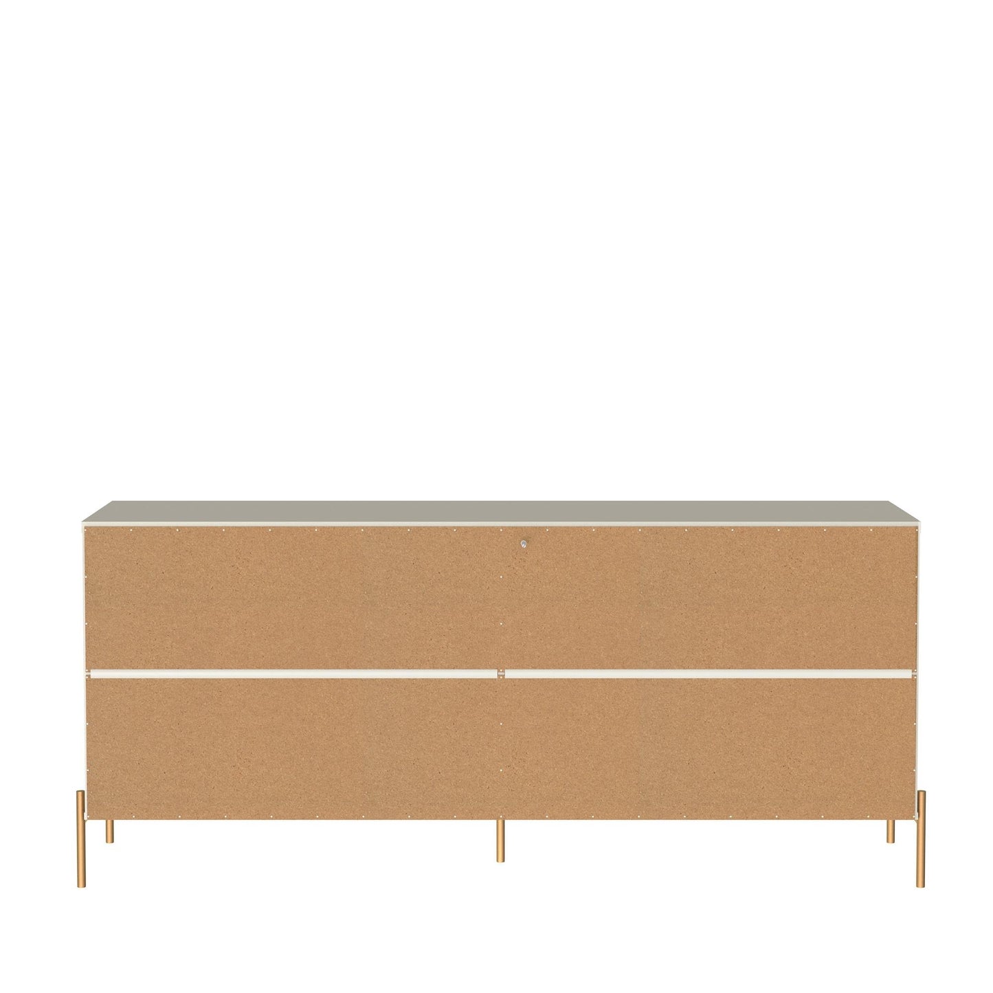Jasper 71.65" Double Dresser with Steel Gold Legs in Off White Matte