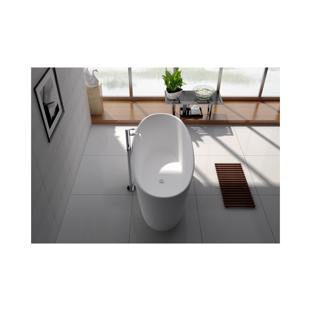 62.2" White Matt Solid Surface Tub - No Faucet