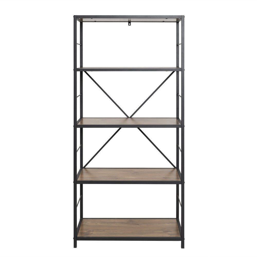63" Rustic Industrial Bookcase - Barnwood