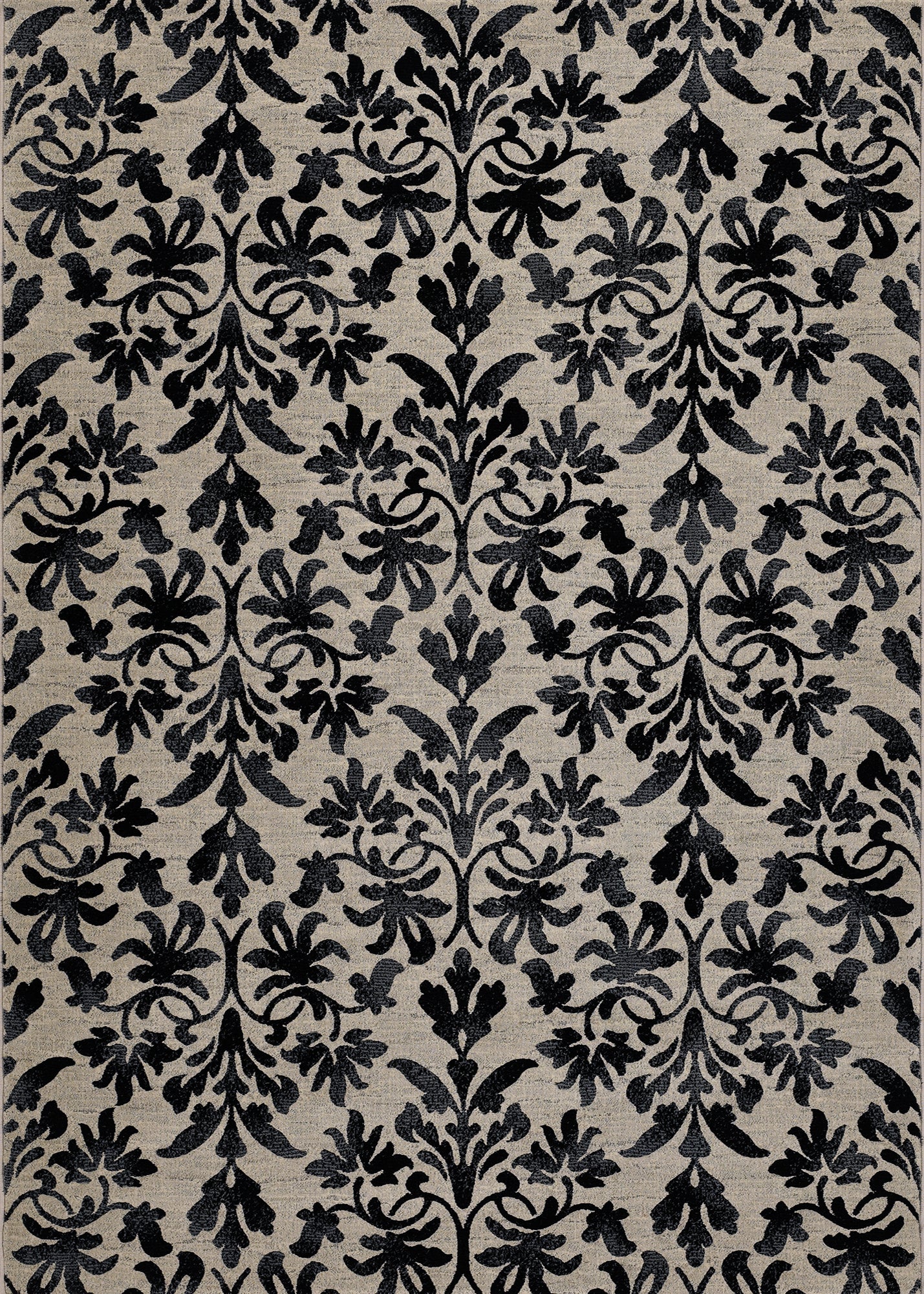 Couristan Everest Retro Damask Grey-Black Runner Rug 2'7" x 7'10"