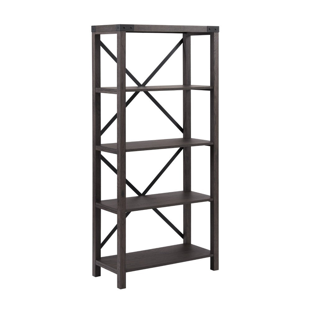 64" Metal X Bookcase - Sable