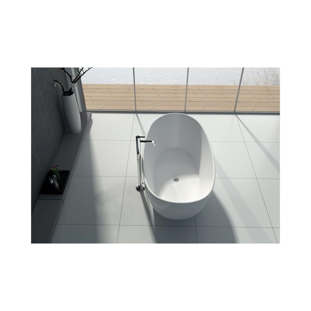 64.2" White Matt Solid Surface Tub - No Faucet
