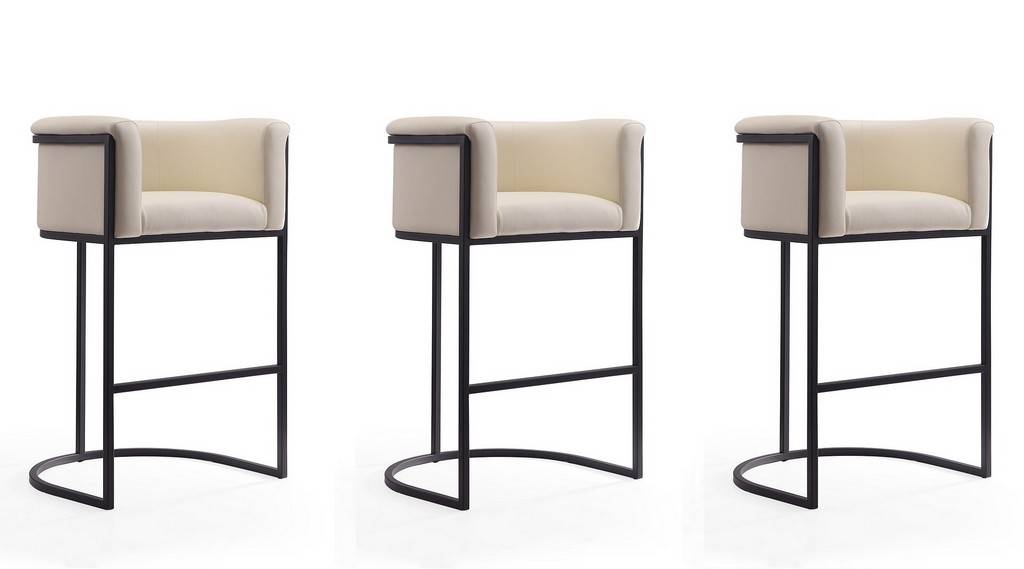 Cosmopolitan Barstool in Cream and Black (Set of 3)