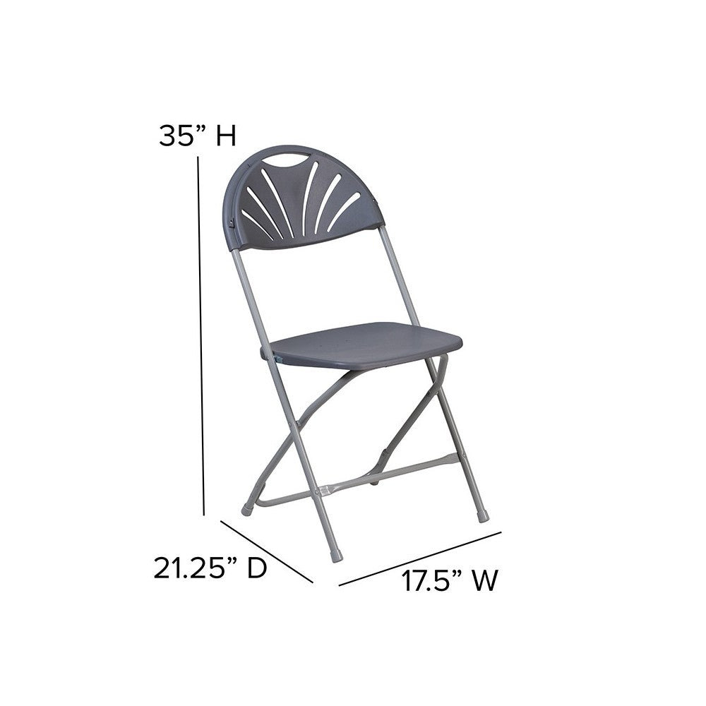 650 lb. Capacity Charcoal Plastic Fan Back Folding Chair