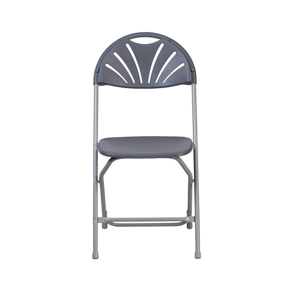 650 lb. Capacity Charcoal Plastic Fan Back Folding Chair