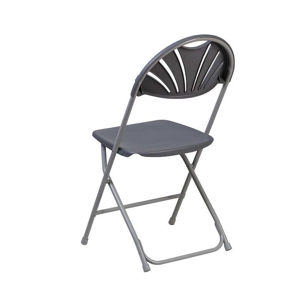 650 lb. Capacity Charcoal Plastic Fan Back Folding Chair